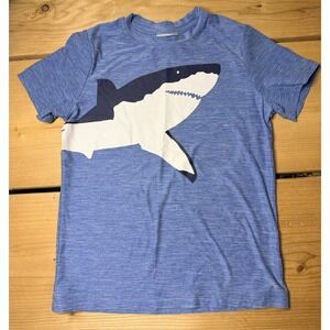 HANNA ANDERSSON Boys Sunblock UV Tee w/ UPF 50+ Blue w/ Shark Graphic Summer Fun